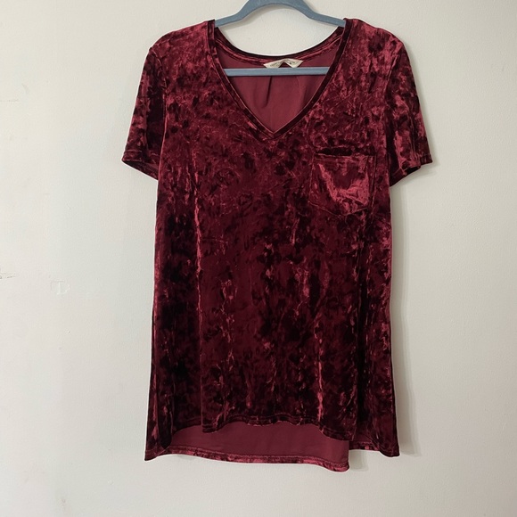 Spring + Mercer wine crushed velvet long legging shirt Medium - Picture 4 of 6